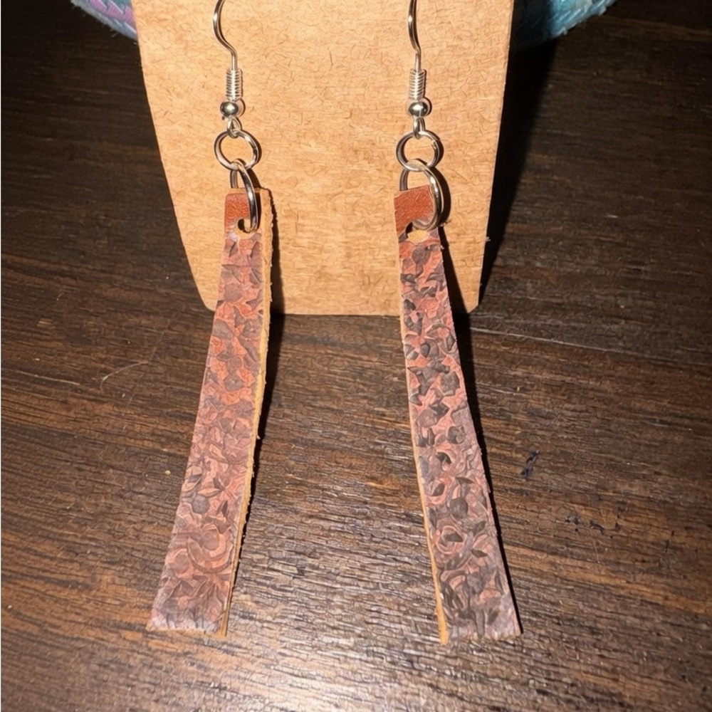 Handmade Brown Leather Earrings